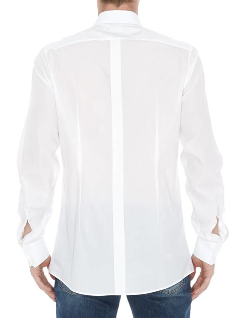 Dolce e gabbana Camicia con colletto a punta bianca in cotone .